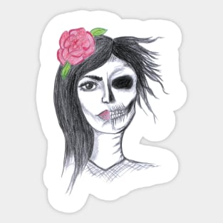 Calavera Beautiful Woman Art Sticker